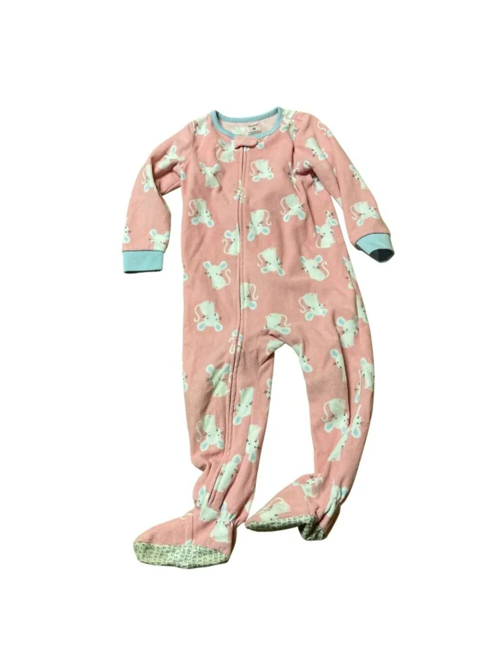Carter's Sleepwear Toddler Girl 3T with Feet Pink with Mice some pilling